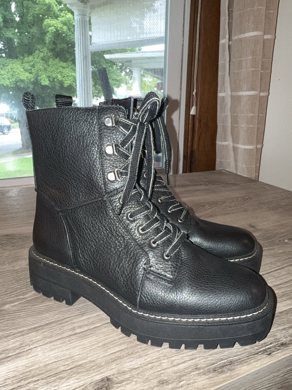 Sam Edelman Black Leather Combat Boots